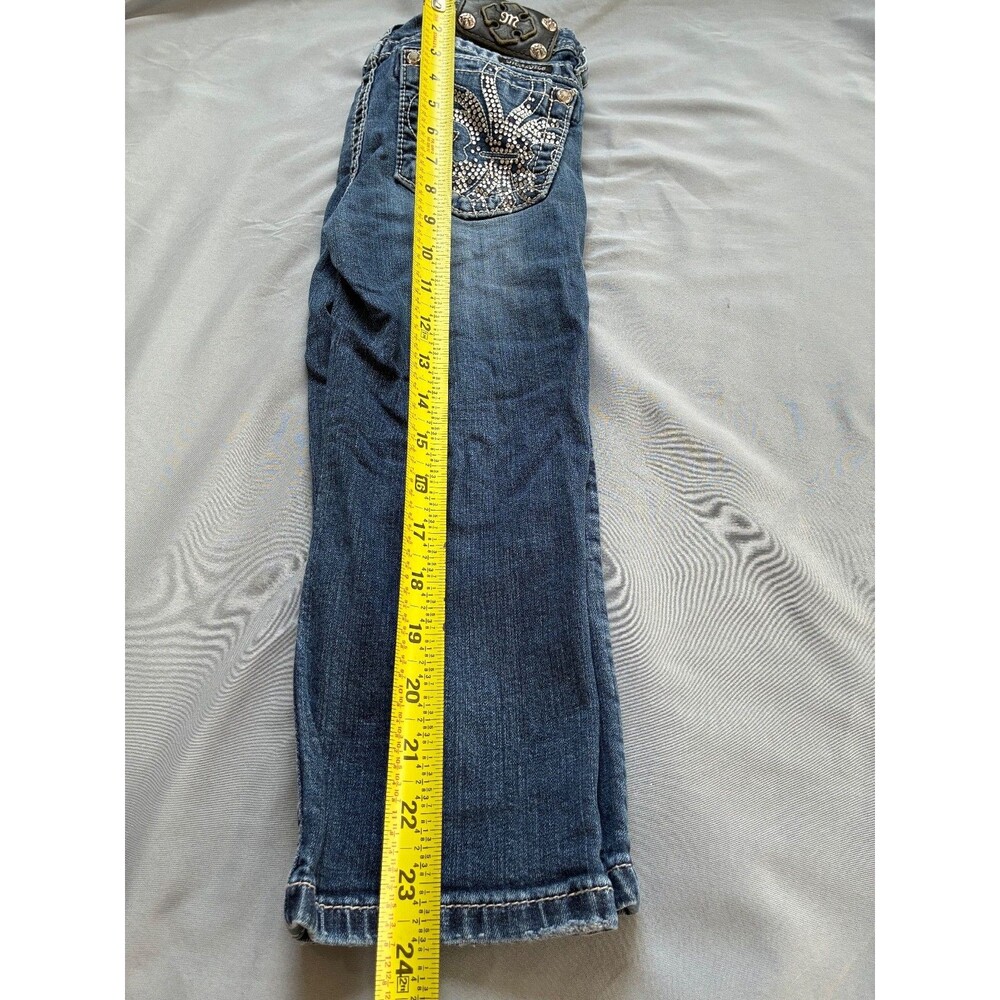 Miss Me Girls Denim Cuffed Capri Jean SZ 12 Sequin Embellished Y2K - Picture 13 of 13